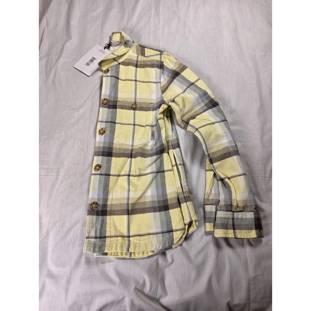 Stio Shirt Womens XS Yellow Plaid Flannel Button Front Long Sleeve Casual Top